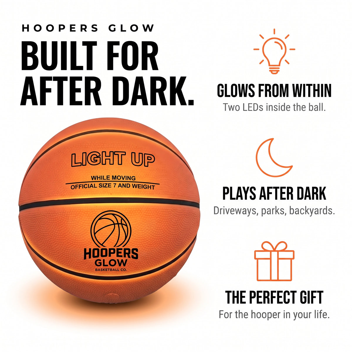 Hoopers Glow LED Basketball — Size 7